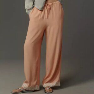 Brand New By Anthropologie Lace-Trim Silky Pull-On Pants